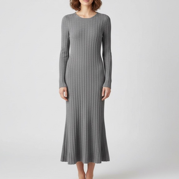 New $378 Reformation x Anthropologie Evan Med Gray Cashmere Sweater Midi Dress